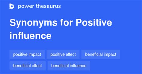 POSITIVE INFLUENCE Synonyms: 681 Similar Words & Phrases