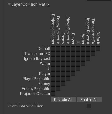 Unity Collision Chart 的图像结果