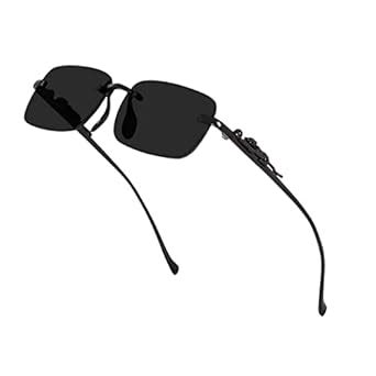Buy KOPEK Stylish Rimless Black Rectangular Sunglasses - UV400 ...