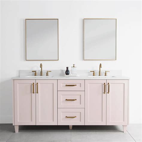 Bridgeport 72" Champagne Pink Bathroom Vanity, Double Sink - Teodor ...