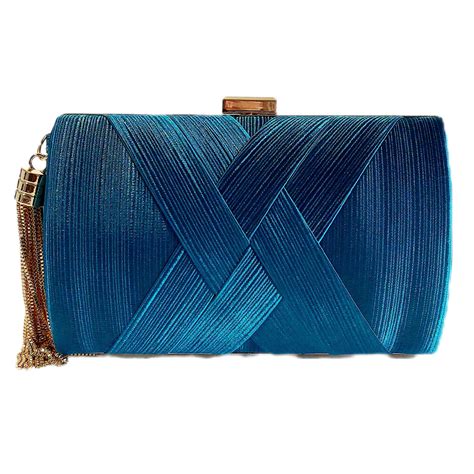 Satin Clutch ‘Zara’ with Tassel | Jade Blue | Divalicious