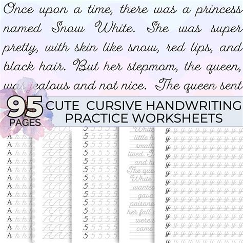 Cute Cursive Handwriting Practice Worksheets Printable Tracing Sheets ...
