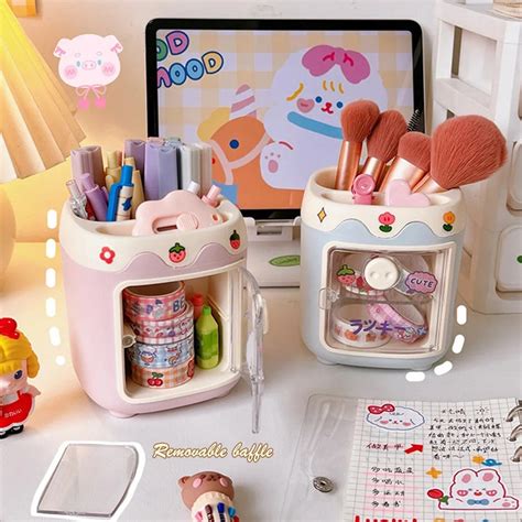 Kawaii desk organiser | pen stand |two partition – Blue & Green