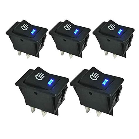 FidgetGear 5pcs 12V 35A Car Fog Light Rocker Hi/Low Lights Switch Blue ...