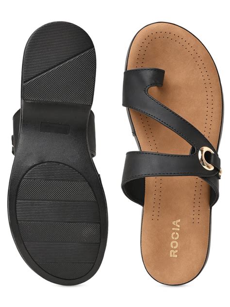 Rocia By Regal Black Women Comfort One Toe Sandal