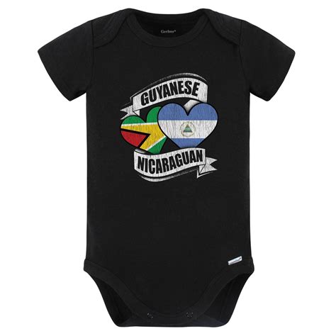 Luvly Guyanese Nicaraguan Hearts Guyana Nicaragua Flags Baby Bodysuit ...