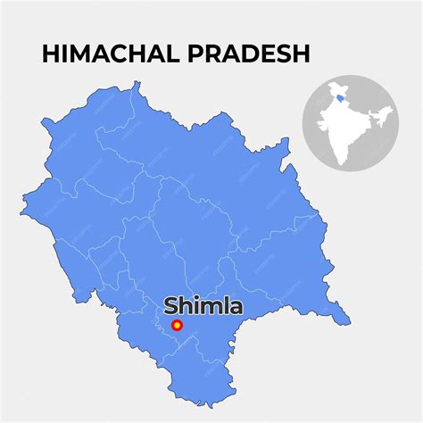Premium Vector | Himachal Pradesh locator map showing District and its capital