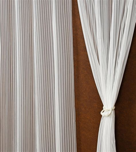 Homefab India 2 Piece Sheer Strips Long Door Curtain - 9 ft, White ...