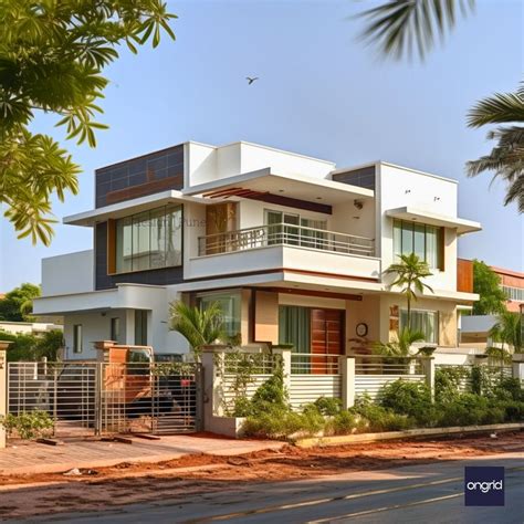 Modern White Duplex Elevation Design – Ongrid Design