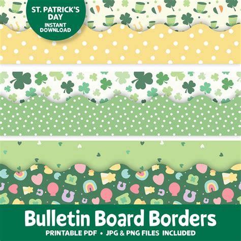 St Patricks Day Bulletin Board Border Set, March Bulletin Border ...