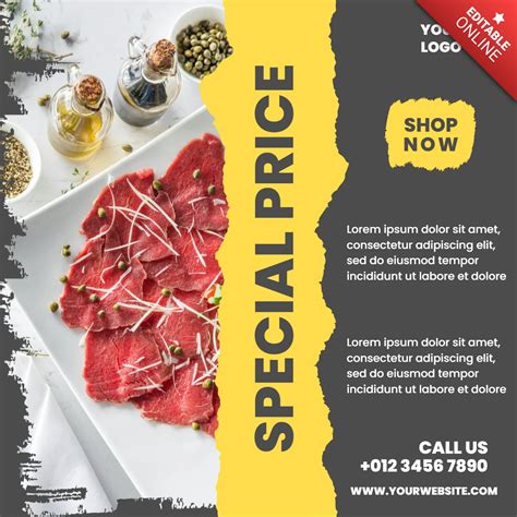 Modern Textured Restaurant Advertising Instagram Post Design Template ...