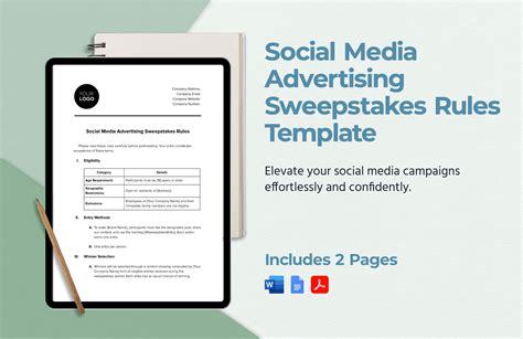 Sweepstakes Official Rules Advertising Document Template in Word, PDF ...