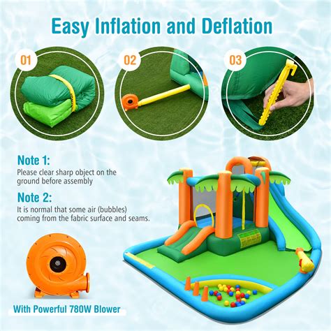 Costzon Inflatable Water Slide, 7 in 1 Kids Water Slide Jumping Castle ...