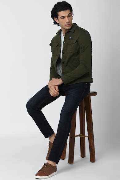 Buy Men Olive Solid Casual Jacket Online - 707728 | Van Heusen