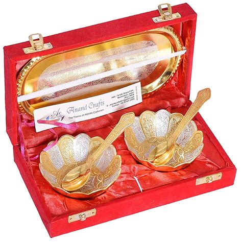 Buy AC ANAND CRAFTS Silver Gold Plated Floral Bowl with Velvet Box ...
