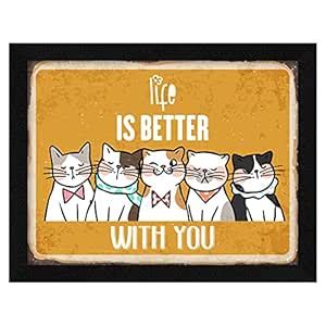 ArtX Paper Cats Motivational Quotes Framed Wall Art Painting ...