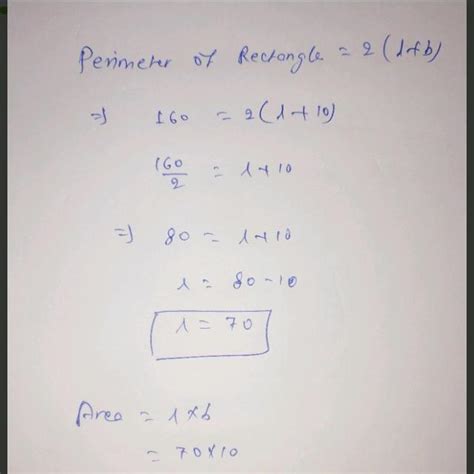 The perimeter of a rectangular Garden is 160 m. if it is 10 M wide ...