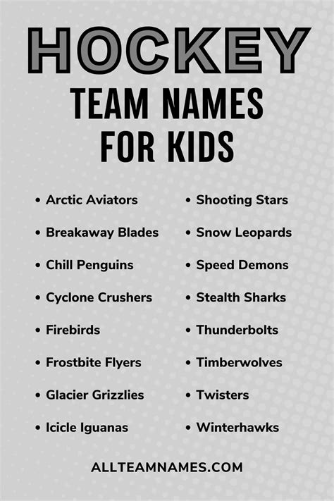 Good Hockey Team Names For Fantasy at Mary Conway blog