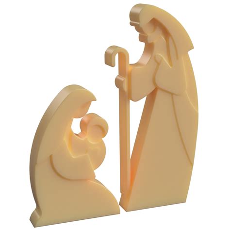 Free STL file Christian Nativity -Mary Joseph and Jesus - Modern free ...