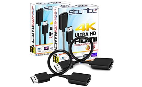 Storite 2 Pack 30cm Short Length 19 Pin HDMI 2.0 Male to Female 4K ...