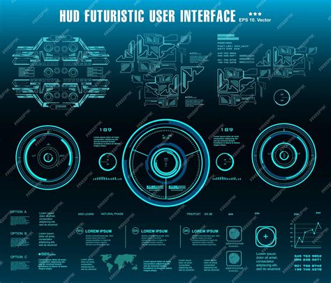 Hud футуристический синий пользовательский интерфейс целевой дисплей приборной панели экран ...