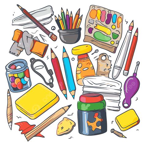 Art Supplies Clipart For Kids Kawaii Art Supplies Digital Stamp Art