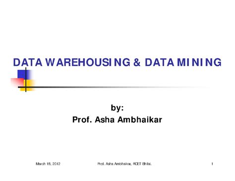 DATA WAREHOUSING & MINING: Unit-I Architecture Overview (RCET) - Studocu