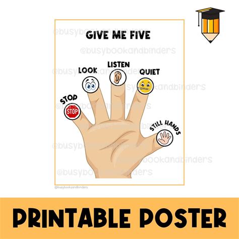 GIVE ME FIVE | Whole Body Listening | Classroom Poster | Daycare Poster ...