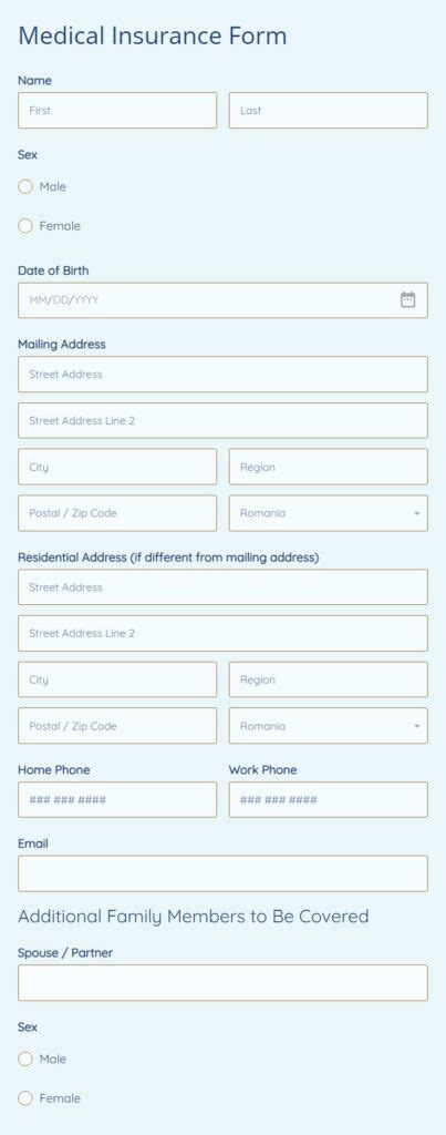 Medical Insurance Form 的图像结果