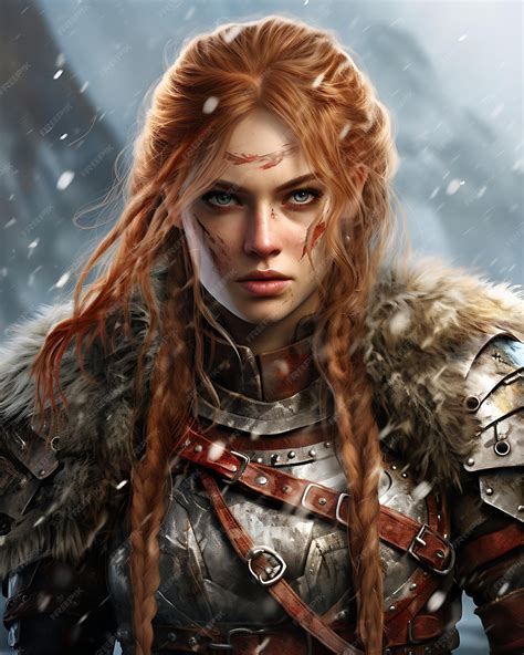 Premium Photo | Illustration of a female Viking warrior merging the worlds