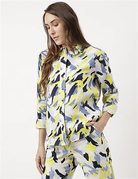 Buy Pure Linen Abstract Print Full Sleeve Shirt at Marks & Spencer
