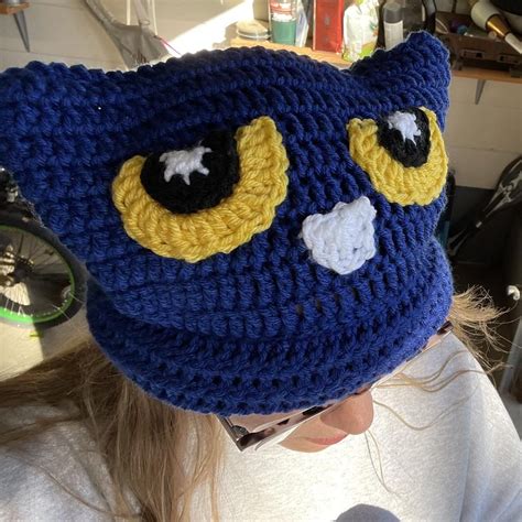 crochet pete the cat hat made to order!! crocheted... | Depop | Crochet ...