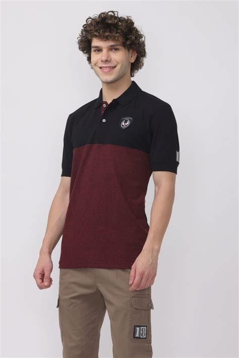 Onyx and Burgundy Sew Polo T-shirt - London Castle