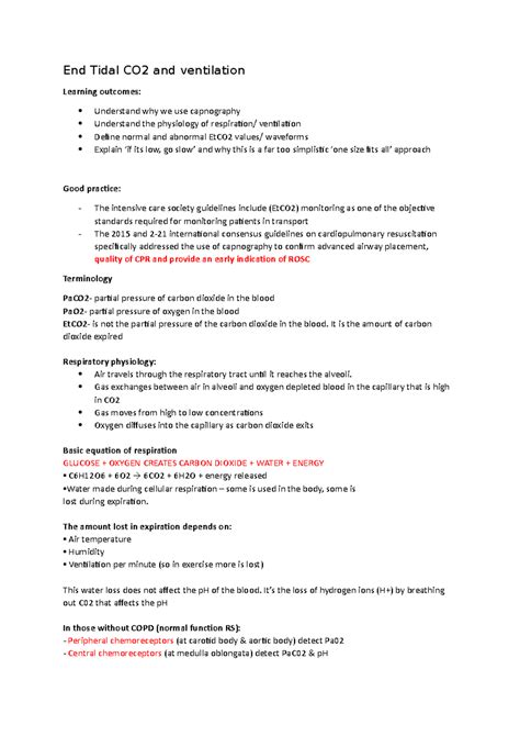 End Tidal Co2 Range