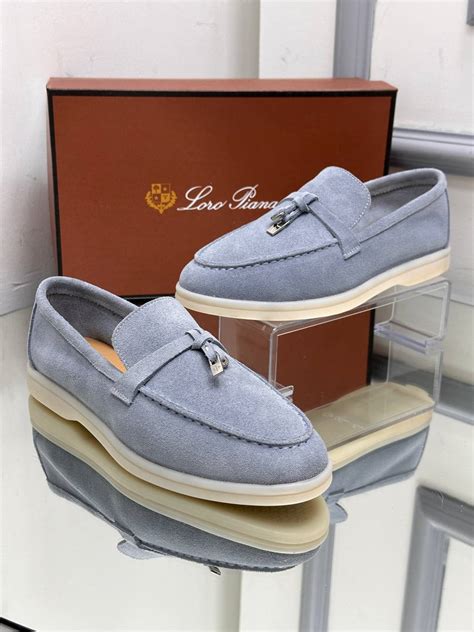 Loro Piana Kadin ayakkabi Suet Loafer Yeni Sezon Mavi