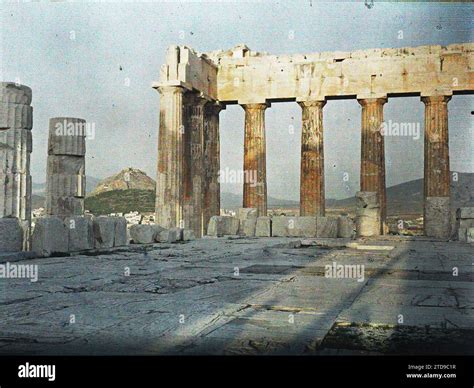Athens, Greece On the Acropolis, the Parthenon. Remains of the exterior ...