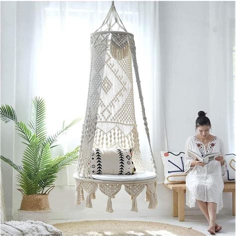 ecofynd Premium Luxury Macrame Swing Hammock for Adults & Kids, Large ...