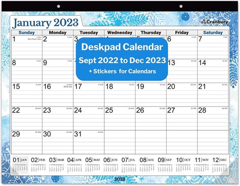 Buy CRANBURY Large Deskpad Calendar 2022-2023 - Seasons 17x22", Use Now ...