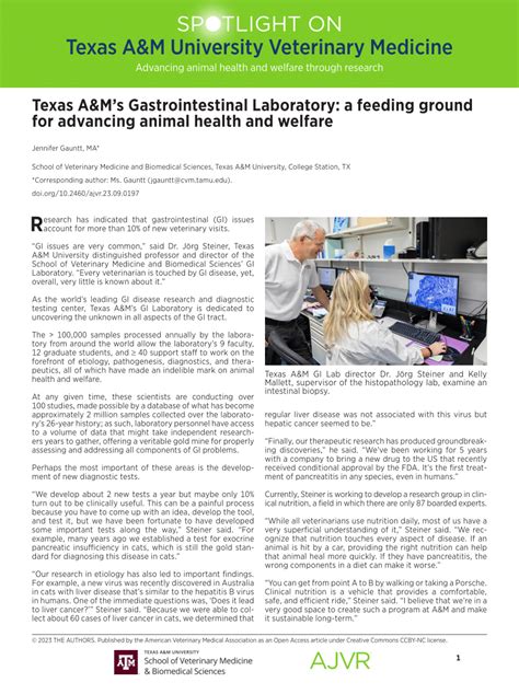 (PDF) Texas A&M's Gastrointestinal Laboratory: a feeding ground for ...