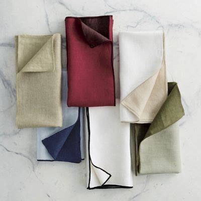 Isla Contrast Linen Napkins Set of Four with Reversible 2-Tone Design ...