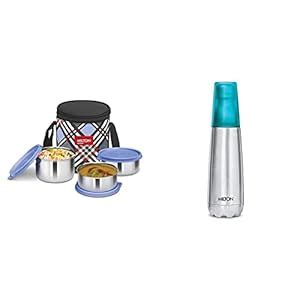 MILTON Smart Meal Lunch Box, Set of 3, Blue & Vertex Hot & Cold ...