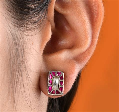 Aayat Pink Kundan Studs – Totapari