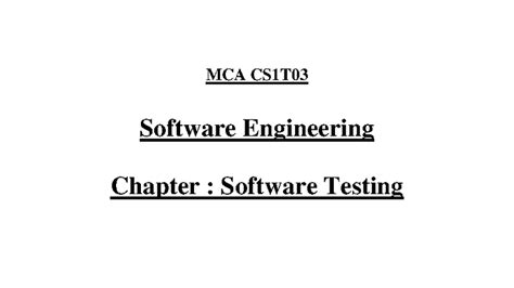 MCA CS1T03 Software Engineering Chapter: Comprehensive Guide to ...
