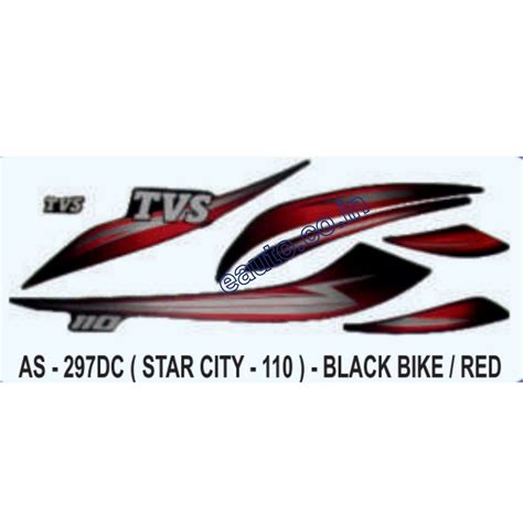 Graphics Sticker Set for TVS Star City 110 | Black Vehicle | Red Stick