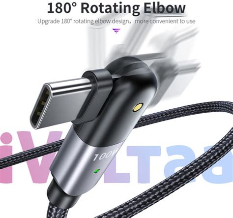 iVoltaa USB Type C Cable 2 A 1.2 m PD 100 Watts 180 Degree Rotation ...