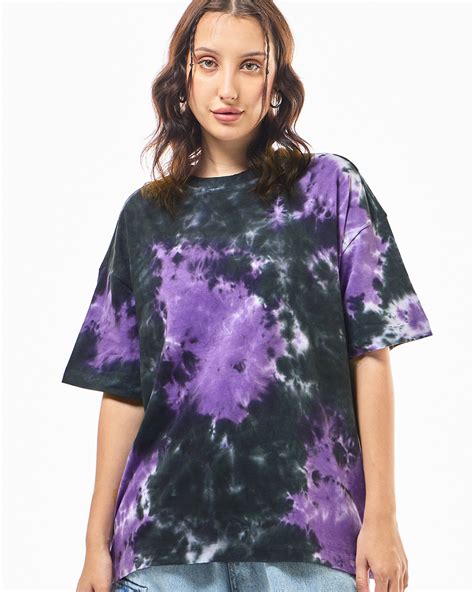 Buy Women's Black & White Tie & Dye Oversized T-shirt Online at Bewakoof