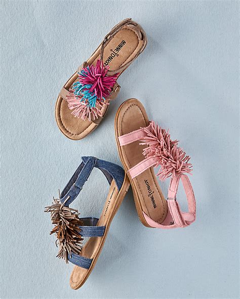 Kids' Minnetonka Pom-Pom-Fringe Sandals | Garnet Hill