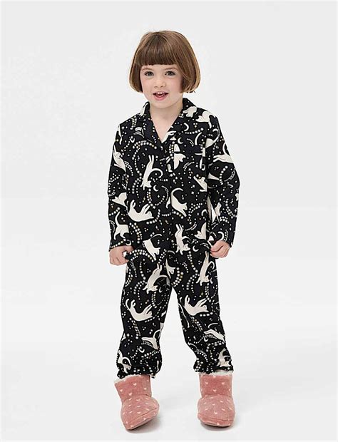 Buy Pure Cotton Mini Me Cat Print Pyjamas (1-16 Yrs) at Marks & Spencer