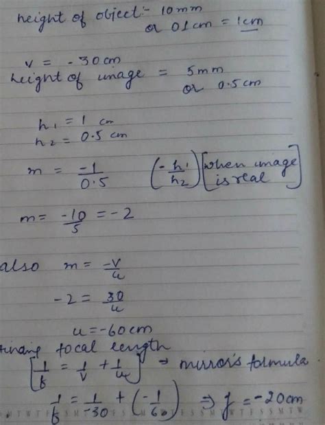 A 10 mm long awl pin is placed vertically in front of a concave mirror ...