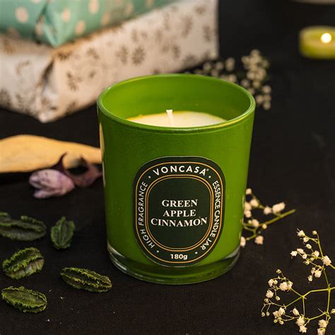VON CASA Green Apple Cinnamon Candle - 180g, Wax Filled Votive - 48 ...